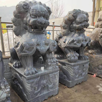 12cm Çin Taş Aslan Heykelleri Gri Çin Hayvan Heykelleri Açık Kapı Dekorasyonu