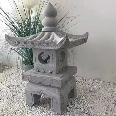 Mermer Heykel Antik Japon Pagoda Bahçe Fenerleri El Yapımı Gri
