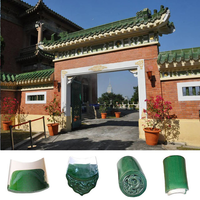 Kalite  Plain Chinese Ceramic Roof Tiles Green Glazed Handmade Clay Roof Tiles fabrika