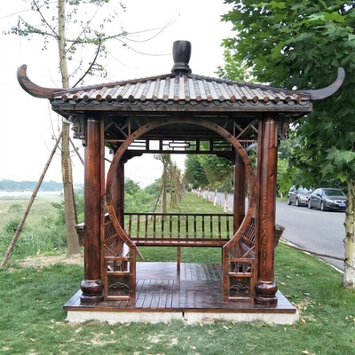 Kalite  Outdoor Pavilion Chinese Wood Gazebo Hexagonal 3m Antique Garden Pagoda fabrika