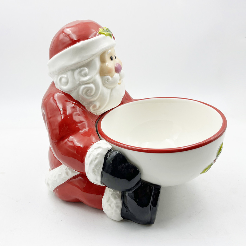 El boyama seramik şeker kase Noel Baba ile ev masası ve mutfak dekorasyonu