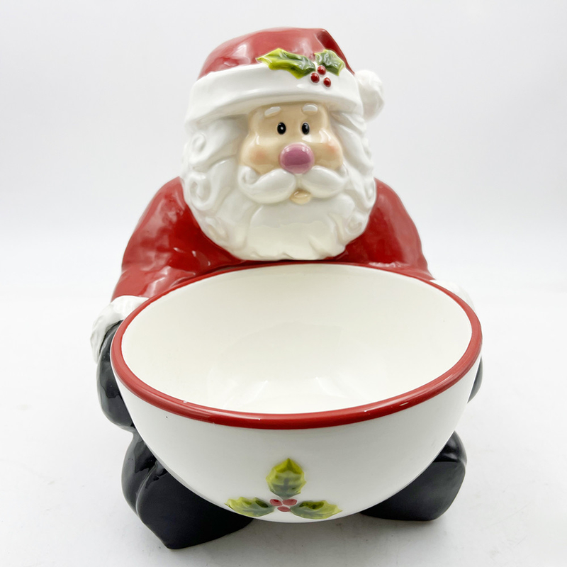El boyama seramik şeker kase Noel Baba ile ev masası ve mutfak dekorasyonu