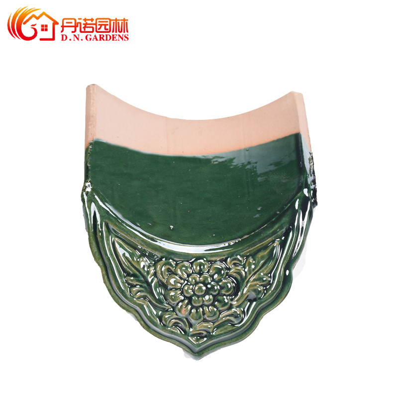 Çince camlı seramik çatı kirişleri 180*180mm Pagoda çatıları için canlı yeşil cam hava kalıcı