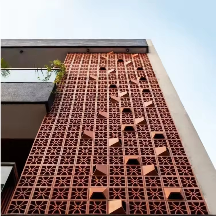 Terakotta Breeze Block El yapımı Kırmızı Tuğla Duvar Plakası Dekoratif Çürük Tuğla