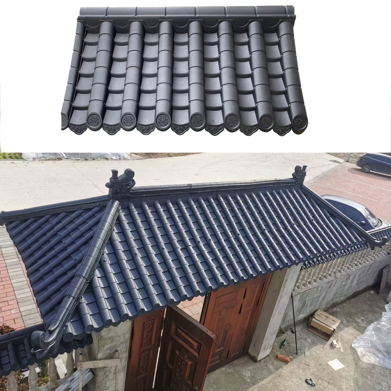 Hafif PVC Pliteler Duvar Çit Ucuz Fiyat Yapay Geleneksel Çin Evi Pp Antika Çatı