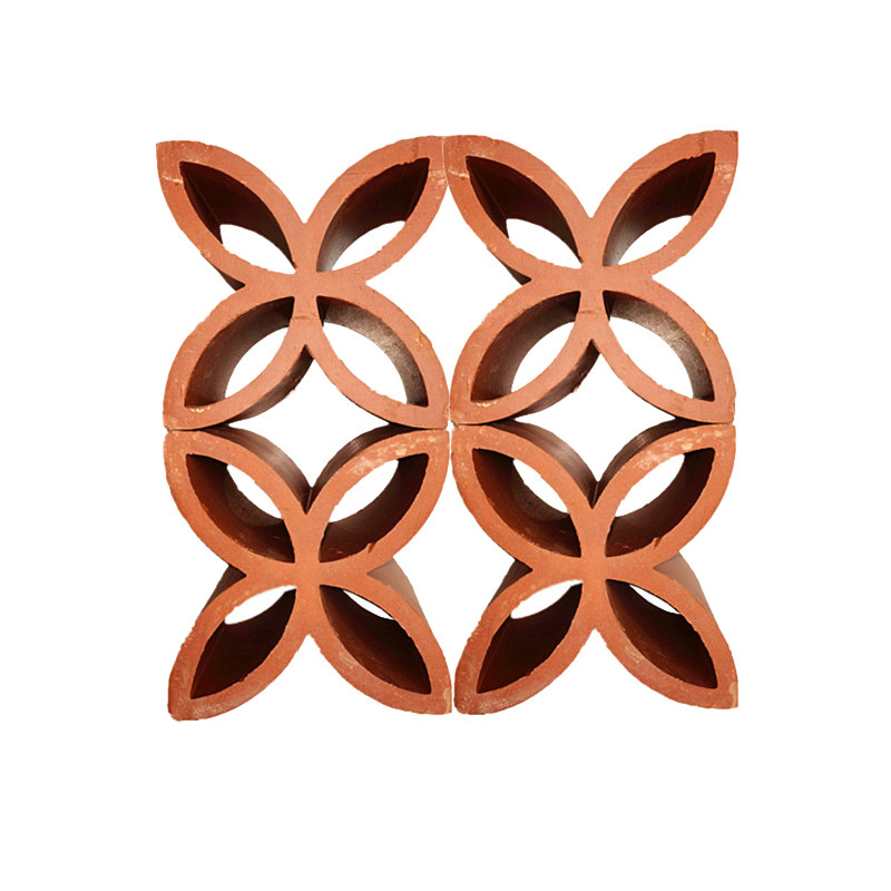 Kırmızı Perforated Terracotta Ateş Tuğlaları Geleneksel Stil Çin Pencere Dekoratif Çürük Tuğla