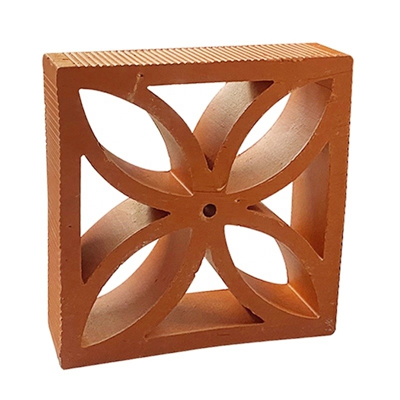 Kırmızı Perforated Terracotta Ateş Tuğlaları Geleneksel Stil Çin Pencere Dekoratif Çürük Tuğla