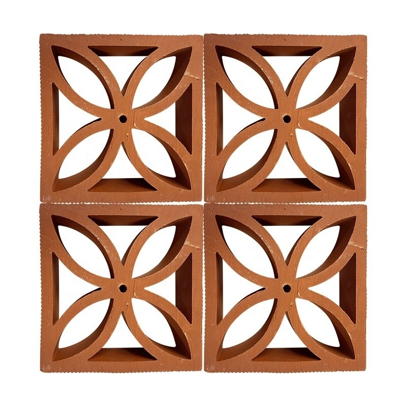 Kırmızı Perforated Terracotta Ateş Tuğlaları Geleneksel Stil Çin Pencere Dekoratif Çürük Tuğla