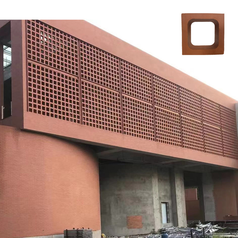 Terakotta Duvar Briz Blokları Isıtma 800 Centigrade Kırmızı Tuğla Okul Bina Dekorasyonu Malzemesi