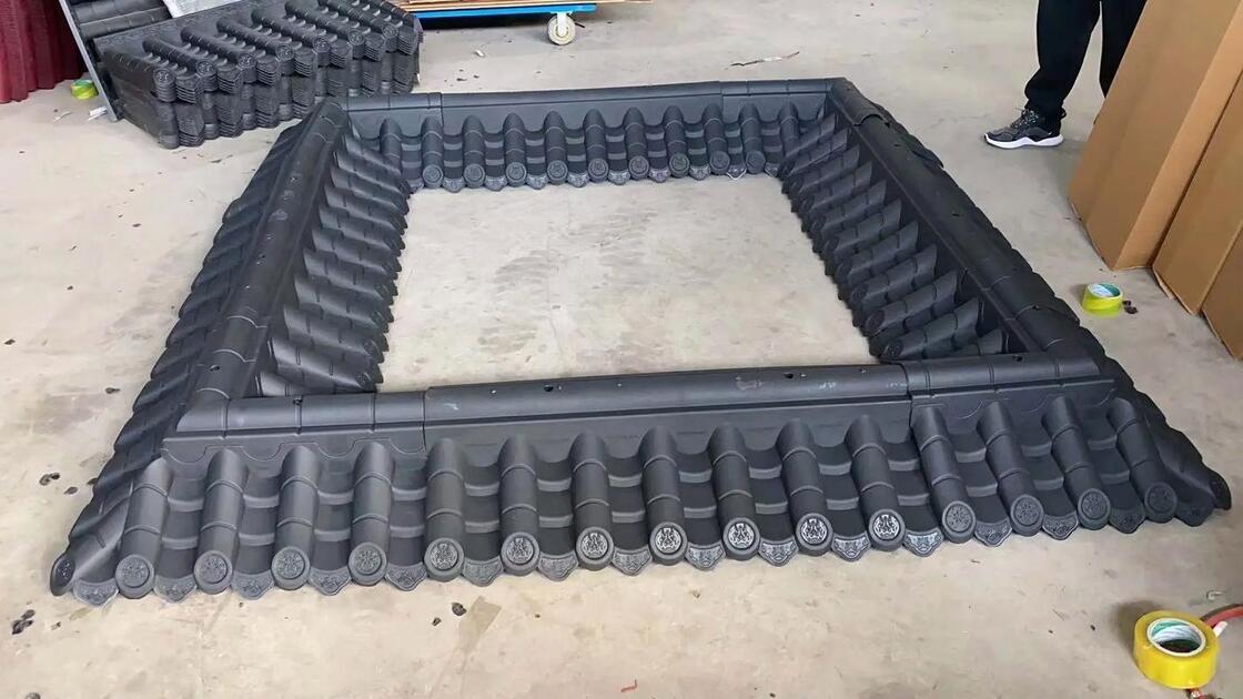 Çift taraflı Plastik Çatı Kiremit Panelleri Hafif PP Çatı Kaplama Malzemesi Geleneksel Çin Tasarımında