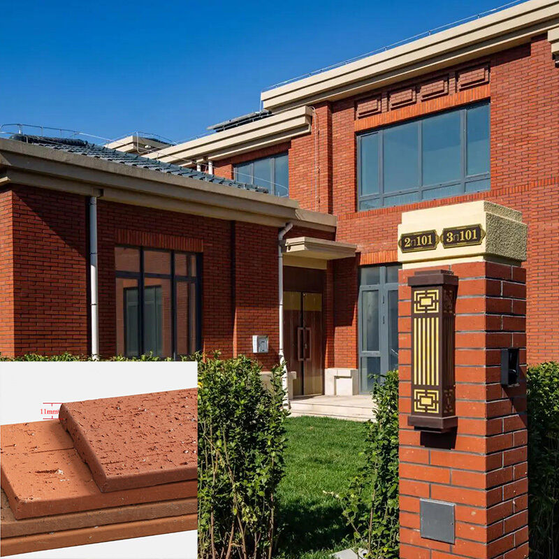 Dışarıda Duvara Bakış Açısı İnce Tuğla Taşları Eski Tuğlalar Antik Kil Taşlama Tuğlalar Oteller için Duvar Dekorasyonu