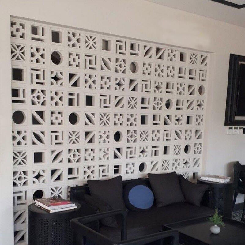 Minimalist Doğrusal Serisi Beyaz Beton Ekran Briz Blokları Modern Cepheler için Çimento Bileşeni Tuğla