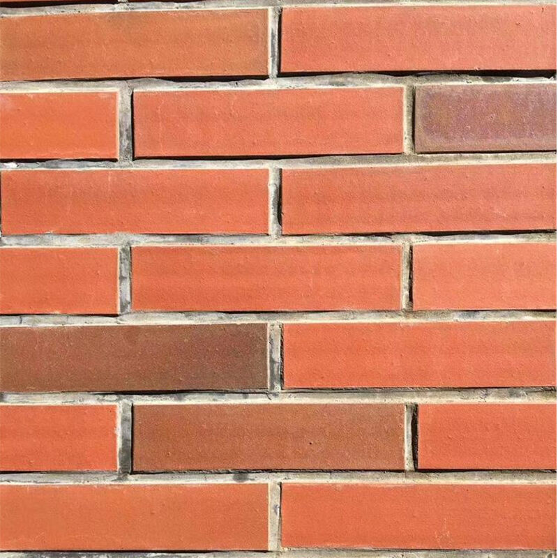Red Split Face Clay Brick Veneer 240*60mm Extruded Fired Facade Tile for Exterior Wall Cladding Commercial & Residential Facades (Dış duvar kaplamaları için dışarıya çıkarılmış fırlatılmış cephe leğeni)