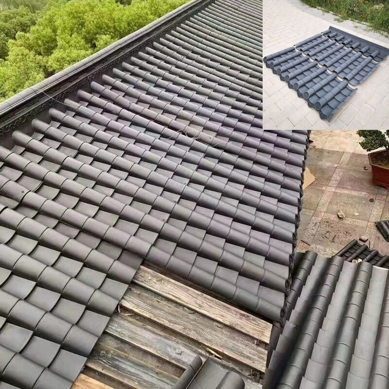 Hafif PP Plastik Çin Antik Çatı Taşları Pavilyon Bahçe Evi için Korozyona Karşı Sentetik Çatı Taşı