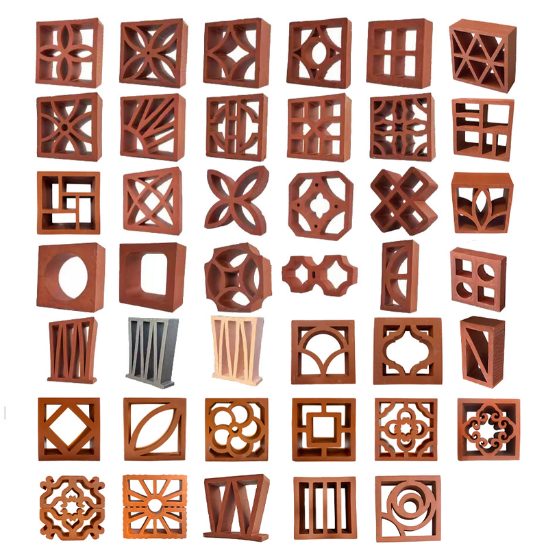 Terracotta Breeze Blok Üreticisi Cepheler ve Bahçe Duvarları için Dekoratif İçi Boş Kil Tuğlalar