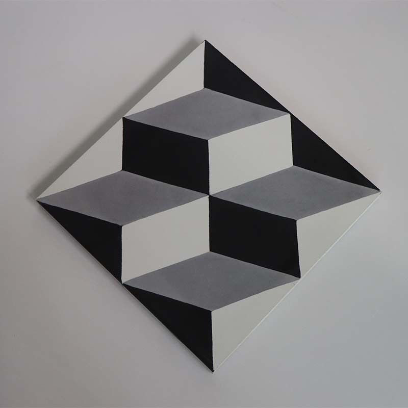 European Retro Handmade Mosaic Cement Tiles 200*200*16mm 3D Cube Illusion Tile For Indoor Outdoor Floor Wall Feature Wall Decor