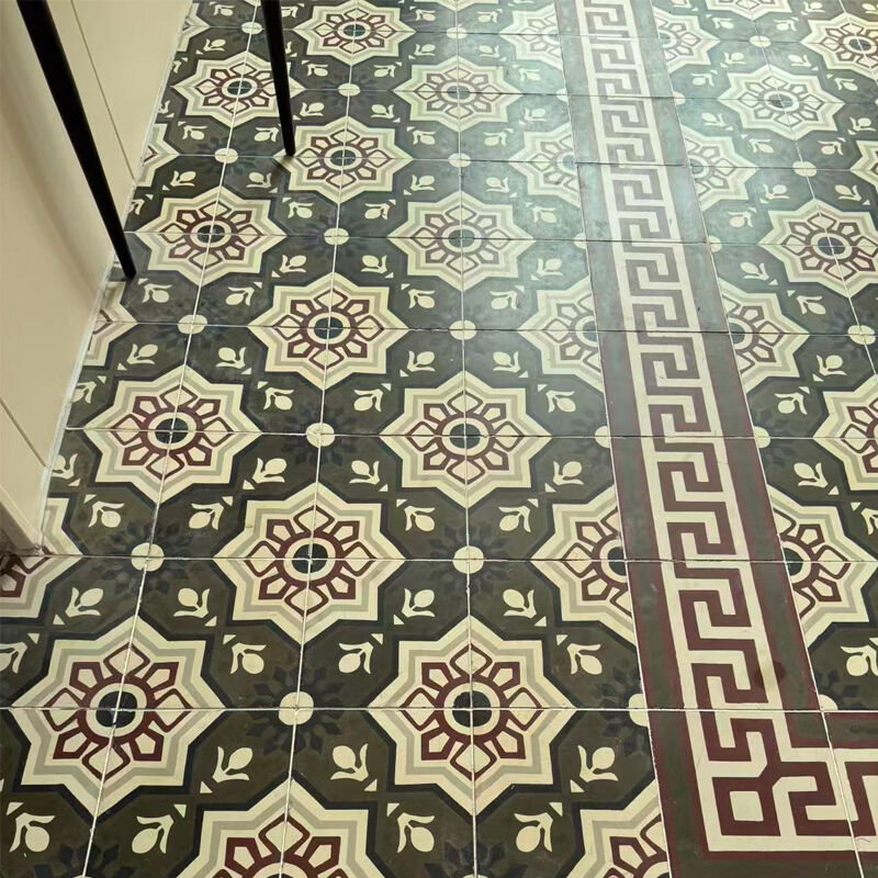 Retro tarzı Çimento Enkaustik Plak Çiçek desen Dekoratif Plak İç bölme ve dış bahçe için