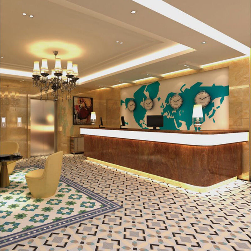 Ankaustik Çimento Karo Modern Avrupa Mat İç Yer Karosu Sınırları Kiremit Vurgular Kaymaz Villa Otel Kullanımı Geometrik Desen