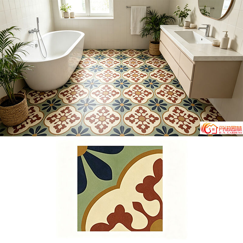 Encaustic Cement Tiles Custom Handmade Patterns Floor & Wall Tile for Hotel Villa Restaurant 200*200mm Matte Surface