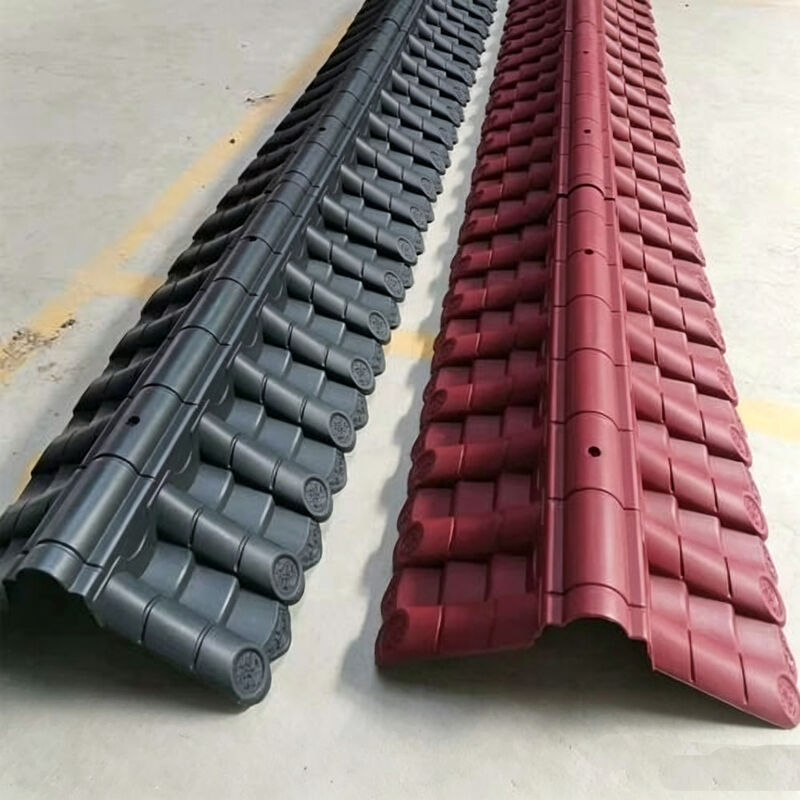 Lightweight PP Synthetic Asian Ridge Cap Strips Weatherproof Yellow & Red & Black Roof Coping for Pavilion & Garden Walls