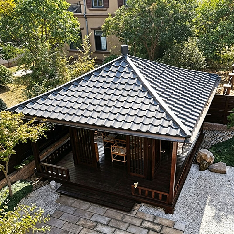Japon Pavilyonu Çatısı Kelepçeleri Kütüphane Çatısı Çatısı Gazebos & Patio Sığınakları için Sisli Gri Dalga Kelepçeleri