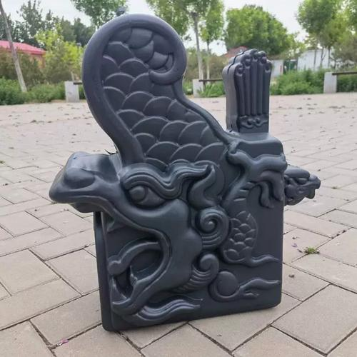 Synthetic Plastic Archway Roofing Set Chinese Style Plastic Roof Tiles with Carved Dragon Head Finials