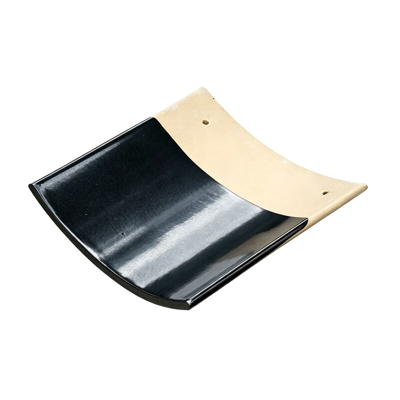 Chinese Style Roof Glossy Black Glazed Roof Tiles and Accessories Ridge Cap Tile for Traditional Temple & Modern Buildings
