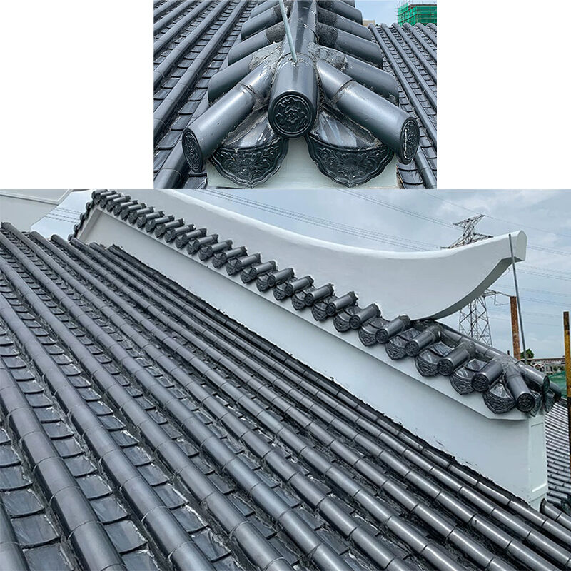 Black Glazed Chinese Roof Tiles Traditional Clay Roofing Tiles with Eaves & Ridge Tiles for Temple Pavilion Garden Projects