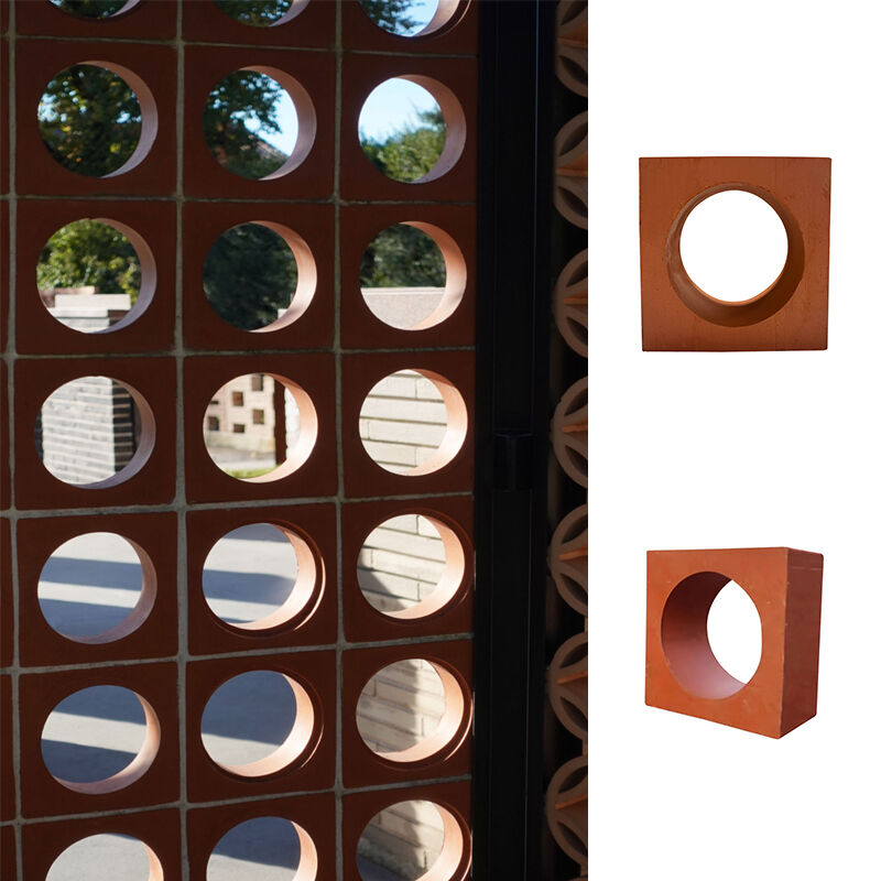 Geometric Round Aperture Terracotta Screen Bricks Architectural Ventilation Breeze Block for Decorative Light-Shadow Walls